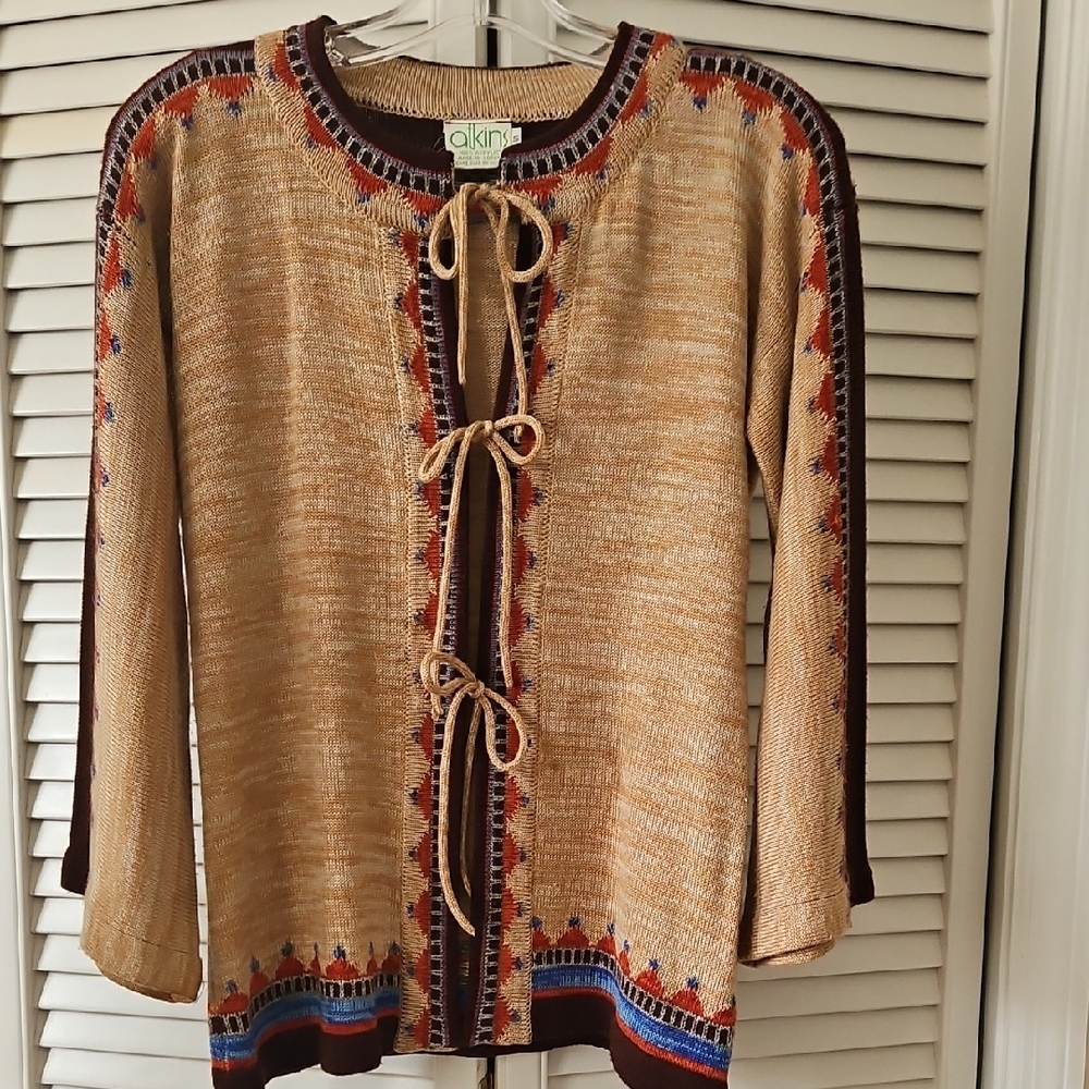 Vintage Tan and Multicolor Cardigan